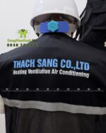 Áo gile kỹ sư Thạch Sang màu đen vải kaki 65/35 phản quang.