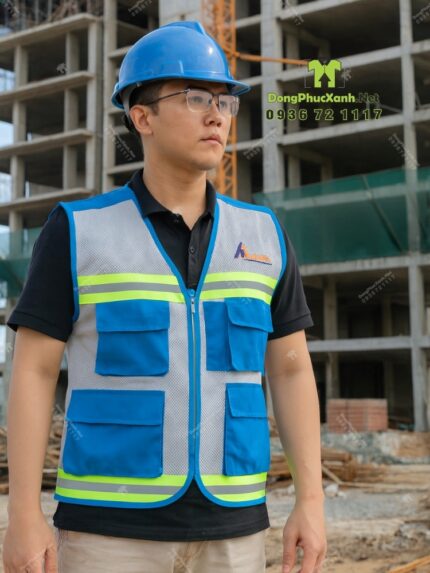 Áo lưới phản quang công nhân bảo hộ lao động in logo KATHOME.