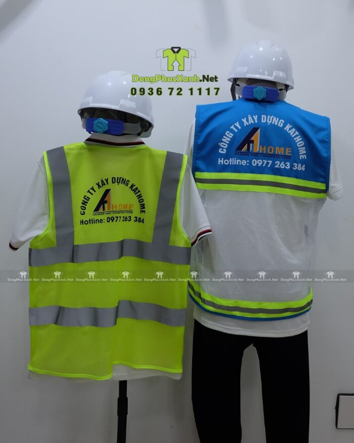 Áo lưới phản quang công nhân bảo hộ lao động in logo KATHOME.