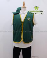 Đồng phục gile gió màu xanh viền vàng vải dù gió in logo Đậu Má Mix.