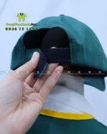 Đồng phục gile gió màu xanh viền vàng vải dù gió in logo Đậu Má Mix.