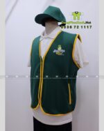 Đồng phục gile gió màu xanh viền vàng vải dù gió in logo Đậu Má Mix.