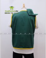 Đồng phục gile gió màu xanh viền vàng vải dù gió in logo Đậu Má Mix.