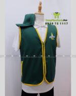 Đồng phục gile gió màu xanh viền vàng vải dù gió in logo Đậu Má Mix.