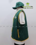 Đồng phục gile gió màu xanh viền vàng vải dù gió in logo Đậu Má Mix.