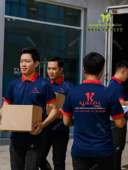 Áo thun đồng phục công ty Kokoda vải cá sấu poly thái thêu logo chuyên nghiệp