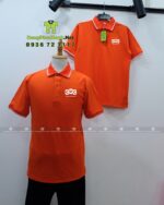 Áo thun đồng phục công ty CDC màu cam vải cá sấu 65/35.