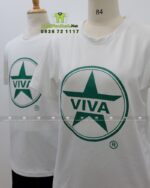 Đồng phục quán cafe VIVA áo thun trắng vải cá sấu poly thái in logo thương hiệu