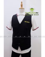 Áo vest gile Onni House màu đen vải kaki thun in logo vàng