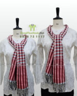 Khăn rằn đỏ phối sọc trắng, vải cotton mềm, khổ lớn 160×60cm