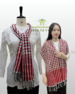 Khăn rằn đỏ phối sọc trắng, vải cotton mềm, khổ lớn 160×60cm