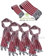 Khăn rằn đỏ phối sọc trắng, vải cotton mềm, khổ lớn 160×60cm