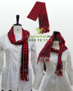 Khăn rằn Nam Bộ màu đỏ sọc đen, cotton mềm, kích thước lớn 160×60cm