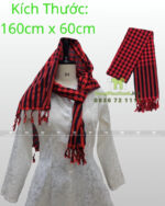 Khăn rằn Nam Bộ màu đỏ sọc đen, cotton mềm, kích thước lớn 160×60cm