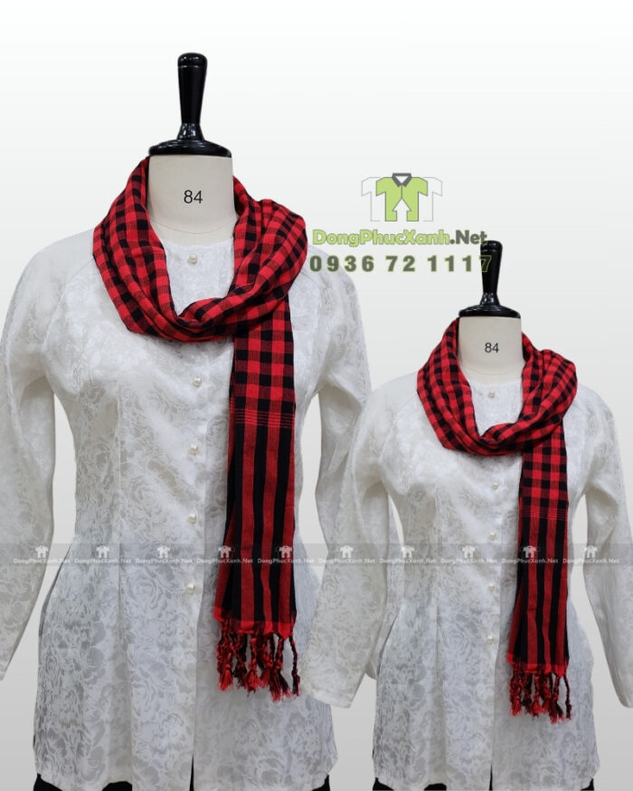 Khăn rằn Nam Bộ màu đỏ sọc đen, cotton mềm, kích thước lớn 160×60cm
