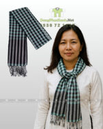 Khăn rằn Nam Bộ màu xanh ngọc phối đen, cotton mềm, kích thước lớn 160×60cm.
