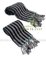 Khăn rằn Nam Bộ màu xanh ngọc phối đen, cotton mềm, kích thước lớn 160×60cm.