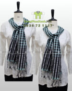 Khăn rằn Nam Bộ màu xanh ngọc phối đen, cotton mềm, kích thước lớn 160×60cm.