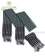 Khăn rằn Nam Bộ màu xanh ngọc phối đen, cotton mềm, kích thước lớn 160×60cm.
