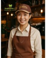 Mũ nón đồng phục kaki cotton màu nâu phối vàng thêu logo 1971’s