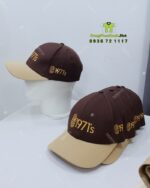 Mũ nón đồng phục kaki cotton màu nâu phối vàng thêu logo 1971’s