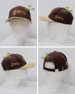 Mũ nón đồng phục kaki cotton màu nâu phối vàng thêu logo 1971’s