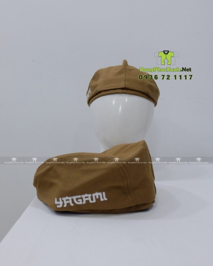 Mũ nón đồng phục vải kaki cotton màu nâu thêu logo Yagami