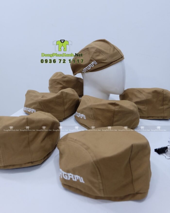 Mũ nón đồng phục vải kaki cotton màu nâu thêu logo Yagami
