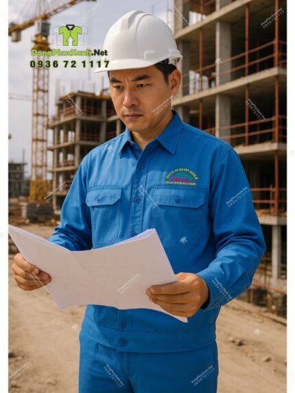 Đồng phục công nhân Gas Ngọc Phượng màu xanh vải kaki Thành Công