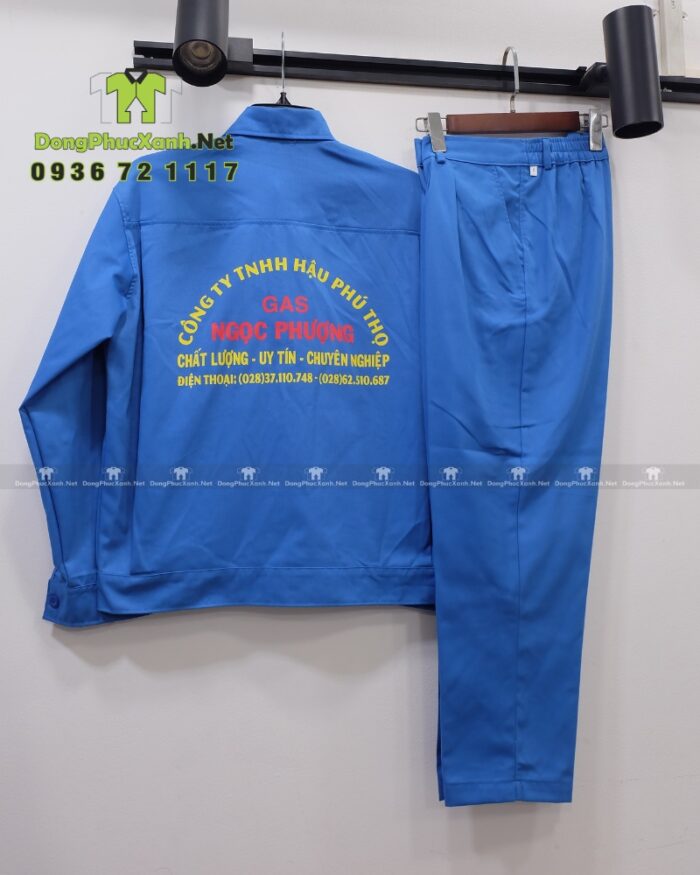 Đồng phục công nhân Gas Ngọc Phượng màu xanh vải kaki Thành Công