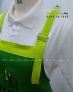 Tạp dề nail Bemay Salon màu xanh lá phối xanh neon thêu logo