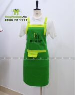 Tạp dề nail Bemay Salon màu xanh lá phối xanh neon thêu logo