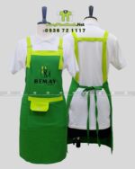 Tạp dề nail Bemay Salon màu xanh lá phối xanh neon thêu logo
