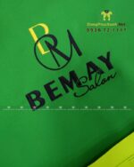 Tạp dề nail Bemay Salon màu xanh lá phối xanh neon thêu logo