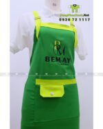 Tạp dề nail Bemay Salon màu xanh lá phối xanh neon thêu logo