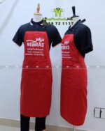 Tạp dề phục vụ màu đỏ vải kaki 65/35 in logo NEBRAS.
