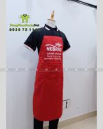 Tạp dề phục vụ màu đỏ vải kaki 65/35 in logo NEBRAS.