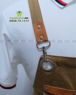 Tạp dề phục vụ vải kaki cotton màu nâu thêu logo 60' Coffee Roaster