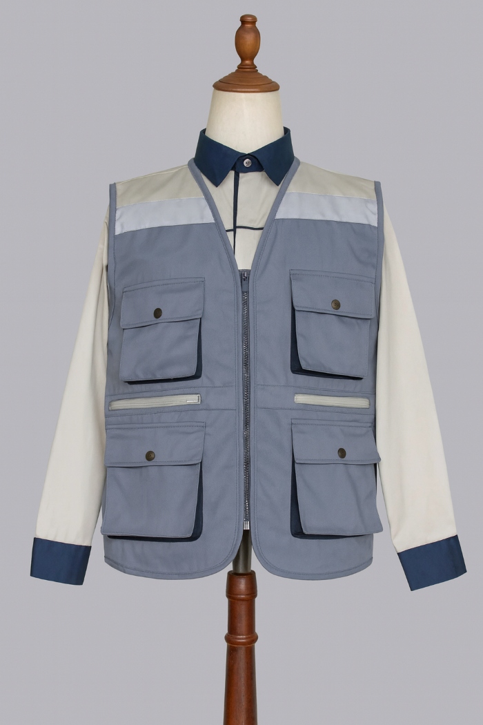 Áo gile bảo hộ kiểu Hàn Quốc form gọn màu xám ghi