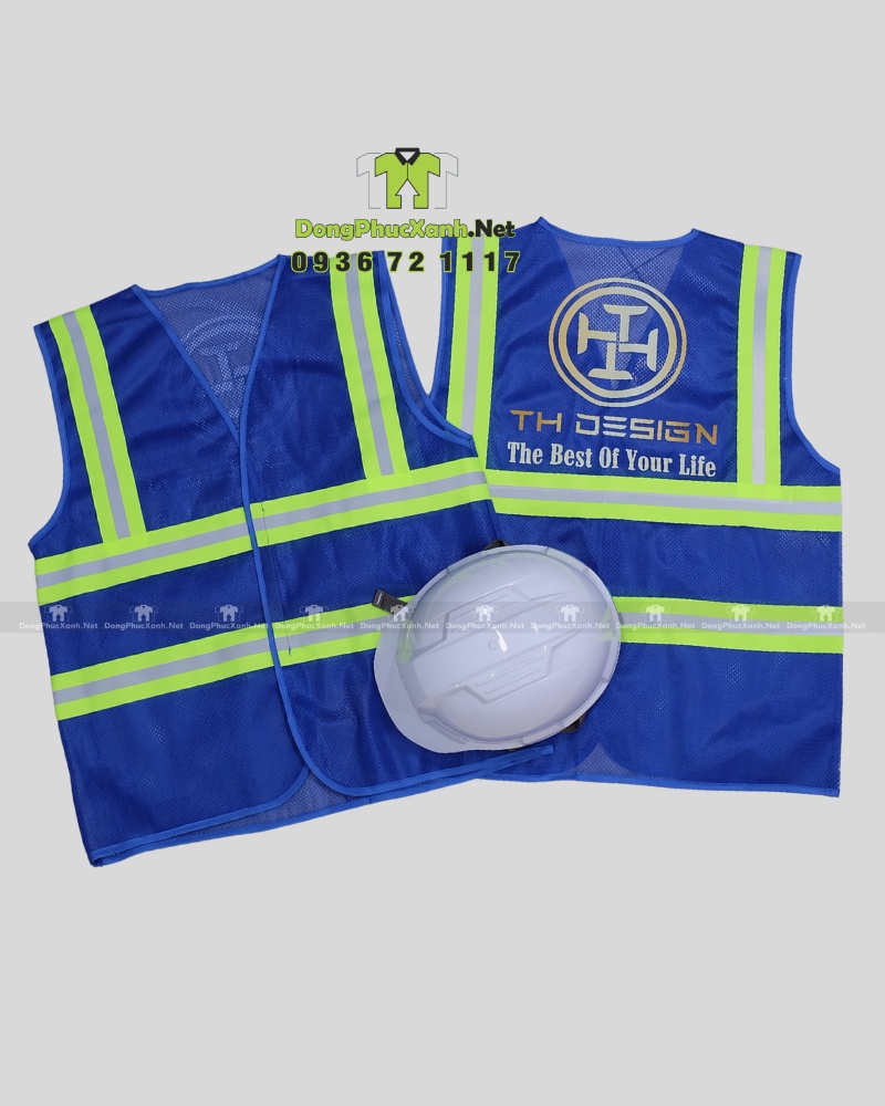 Áo gile lưới màu xanh dương