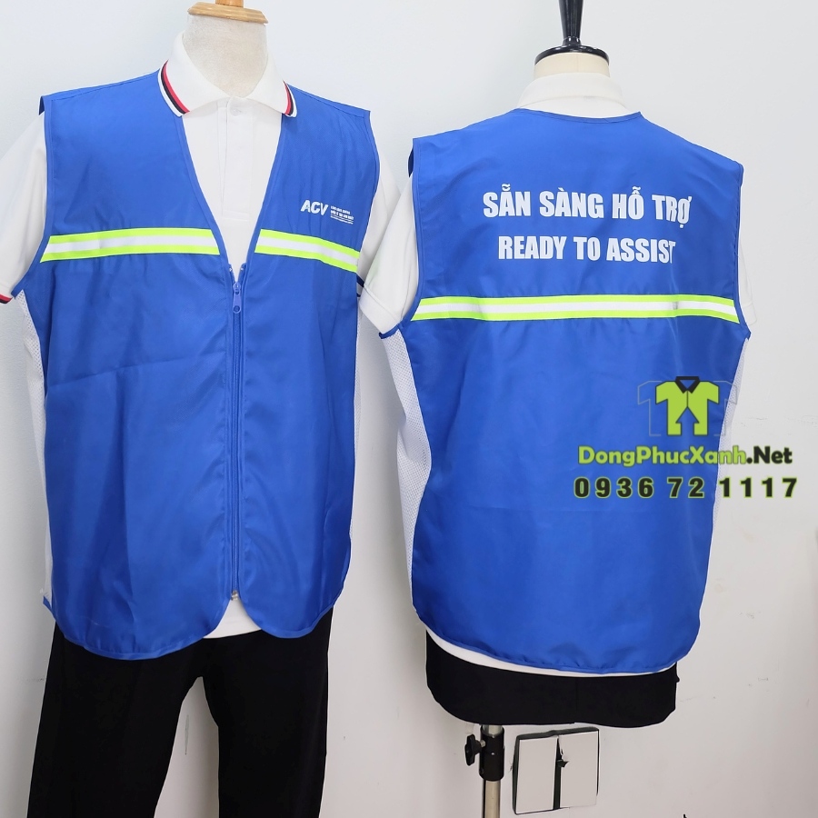 Áo gile phản quang phối lưới đồng phục nhân viên kho vận