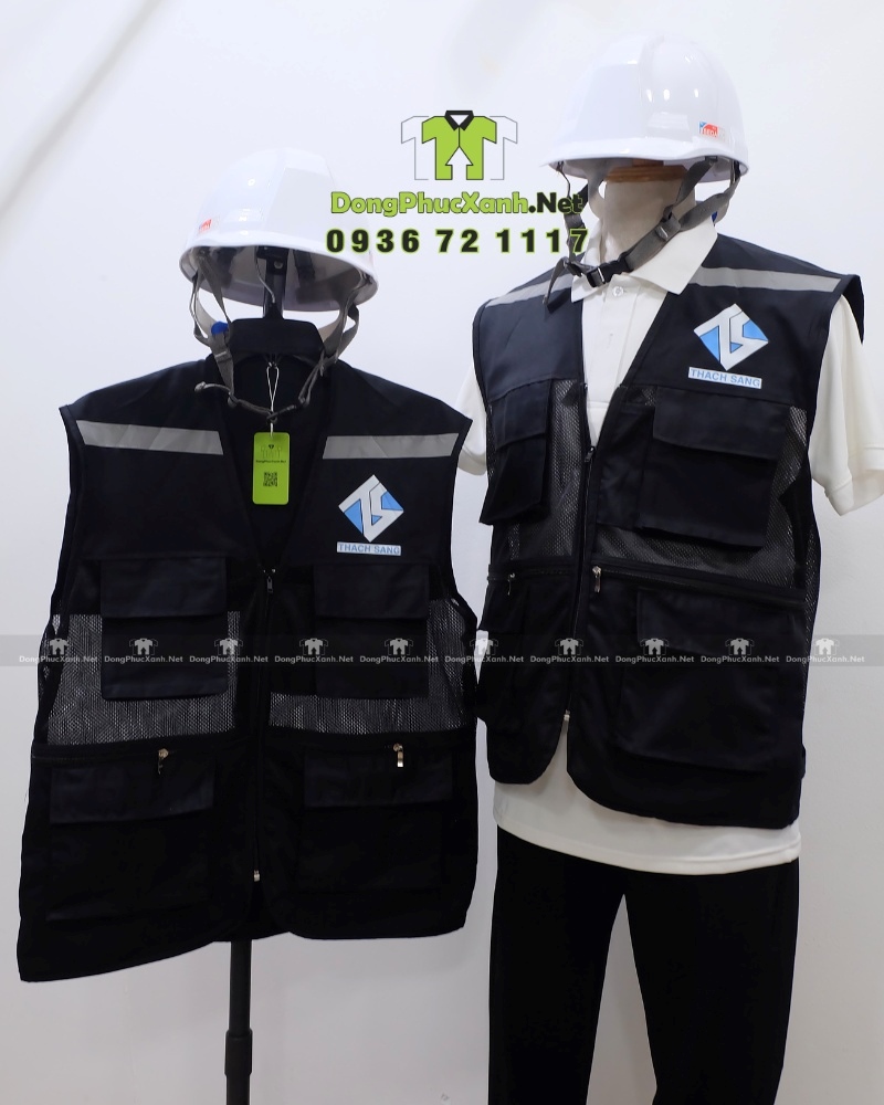 Mẫu áo gile túi hộp bảo hộ công trình