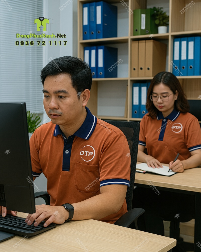ao-thun-dong-phuc-cong-ty-mau-cacao-in-logo-dtp-cao-cap-5 Áo Đồng Phục Công Ty Màu Cacao