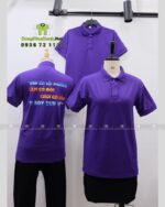 Áo Đồng Phục Team Building Màu Tím Với Slogan In Sắc Nét