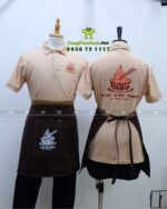 Đồng Phục Quán Ăn Màu Kem Phối Nâu