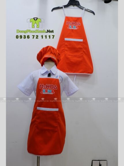 Tạp Dề Kèm Nón Dành Cho Bé Màu Cam In Logo Ms Hoa Nổi Bật