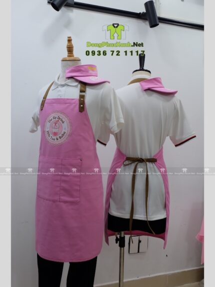 Tạp Dề Và Nón Đồng Phục Quán Trà Sữa Đồng Bộ Chuyên Nghiệp