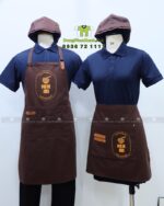 Bộ Đồng Phục Nhân Viên Phục Vụ Quán Phở Màu Xanh Đen Phối Nâu