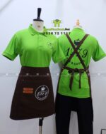Mẫu Đồng Phục Nhân Viên Quán Cafe Màu Xanh Lá