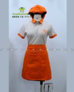 Đồng Phục Phục Vụ Quán Cafe Màu Be Và Cam